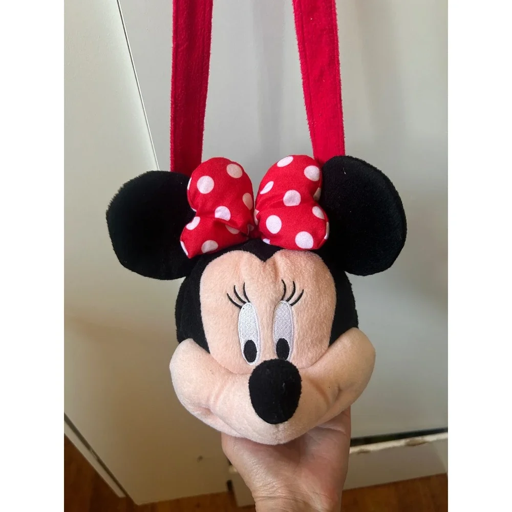 Disney Minnie Mouse Plush Crossbody Bag Red Polka Dot Bow Kids Small Purse
